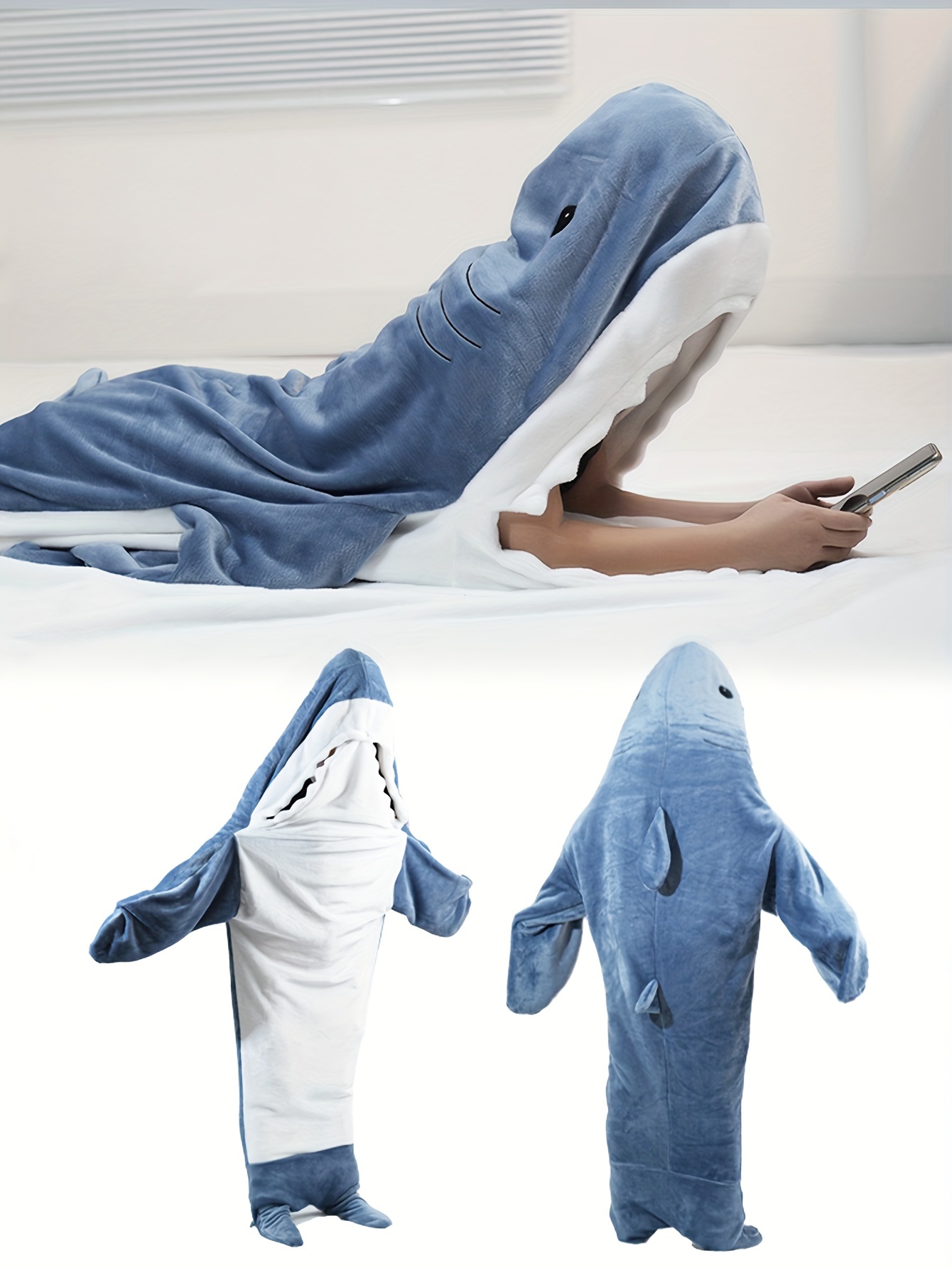 Manta de tiburón para adulto, manta de franela con capucha súper suave y  acogedora, manta de forro polar con cola de tiburón para cosplay, manta de