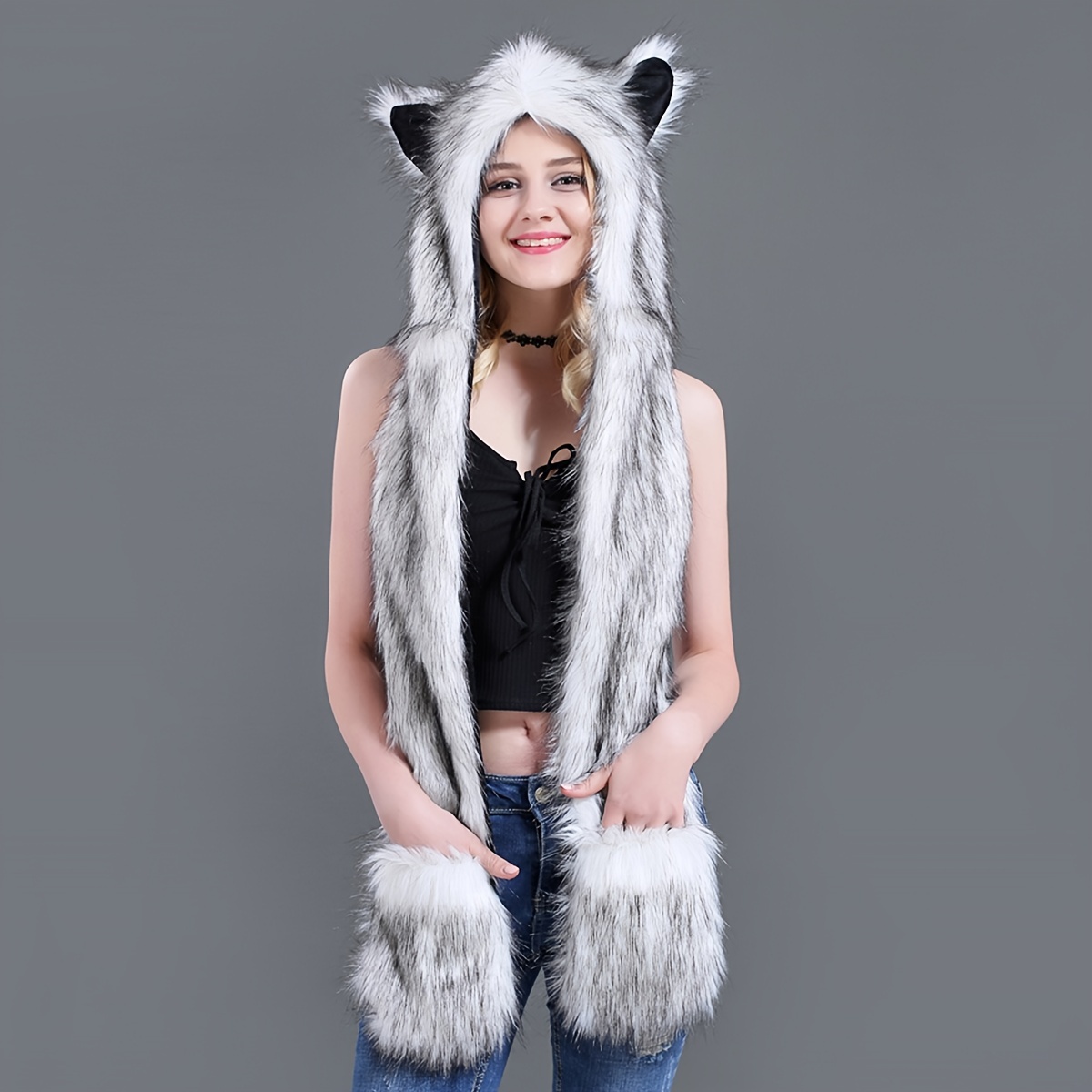 Hoodie with ears hot sale and tail