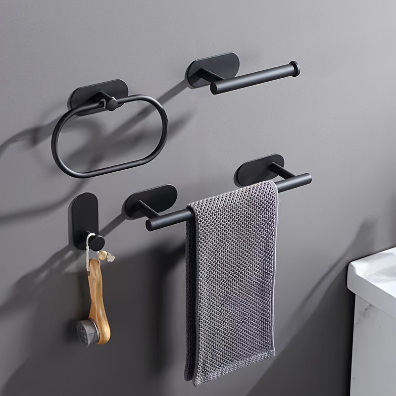 Toallero para toallas de baño de acero inoxidable, soporte plegable para  toallas doble montado en la pared, estante de toalla de 6 ganchos con  soporte