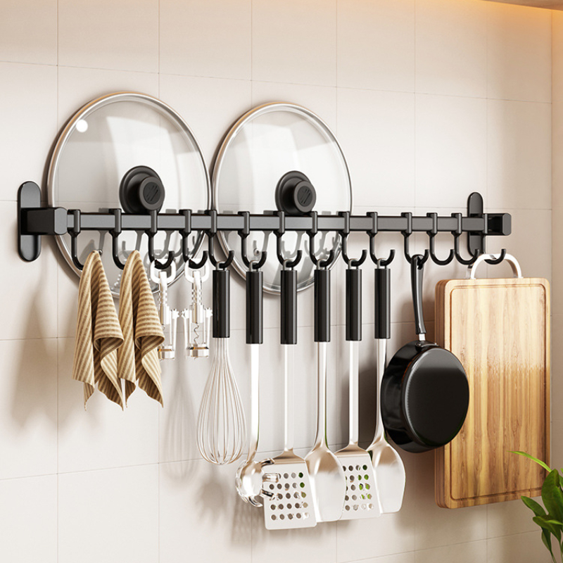 Soporte para utensilios de cocina para colgar en la pared con 10 ganchos en  S para colgar utensilios de cocina y utensilios de cocina, 16 pulgadas, 2