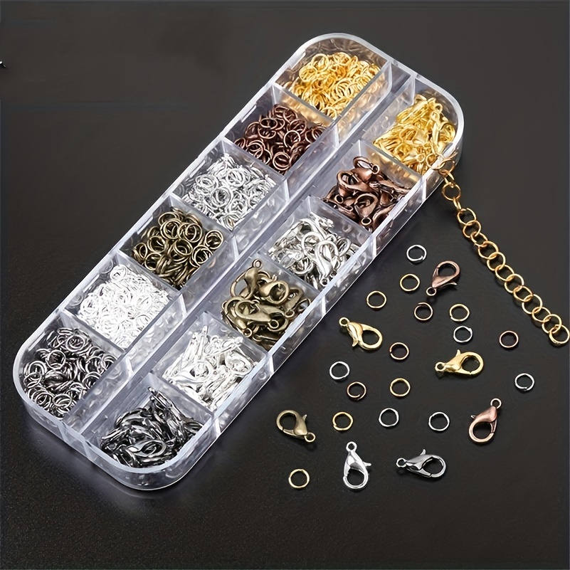 450pcs/box Jewelry Making Kits Lobster Clasp Open Jump Rings End Crimps  Beads Box Handmade Bracelet