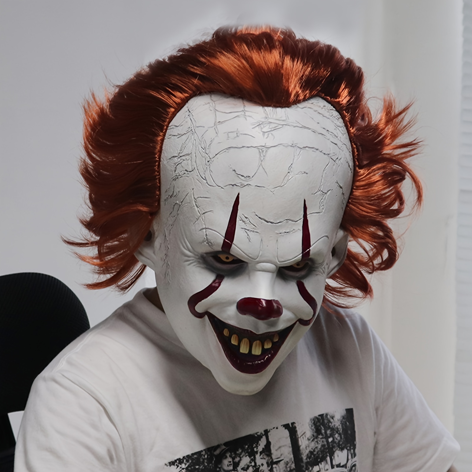 Máscara de bruxa velha feia adulta, adereços assustadores, látex com  cabelo, traje de festa de Halloween para mulheres