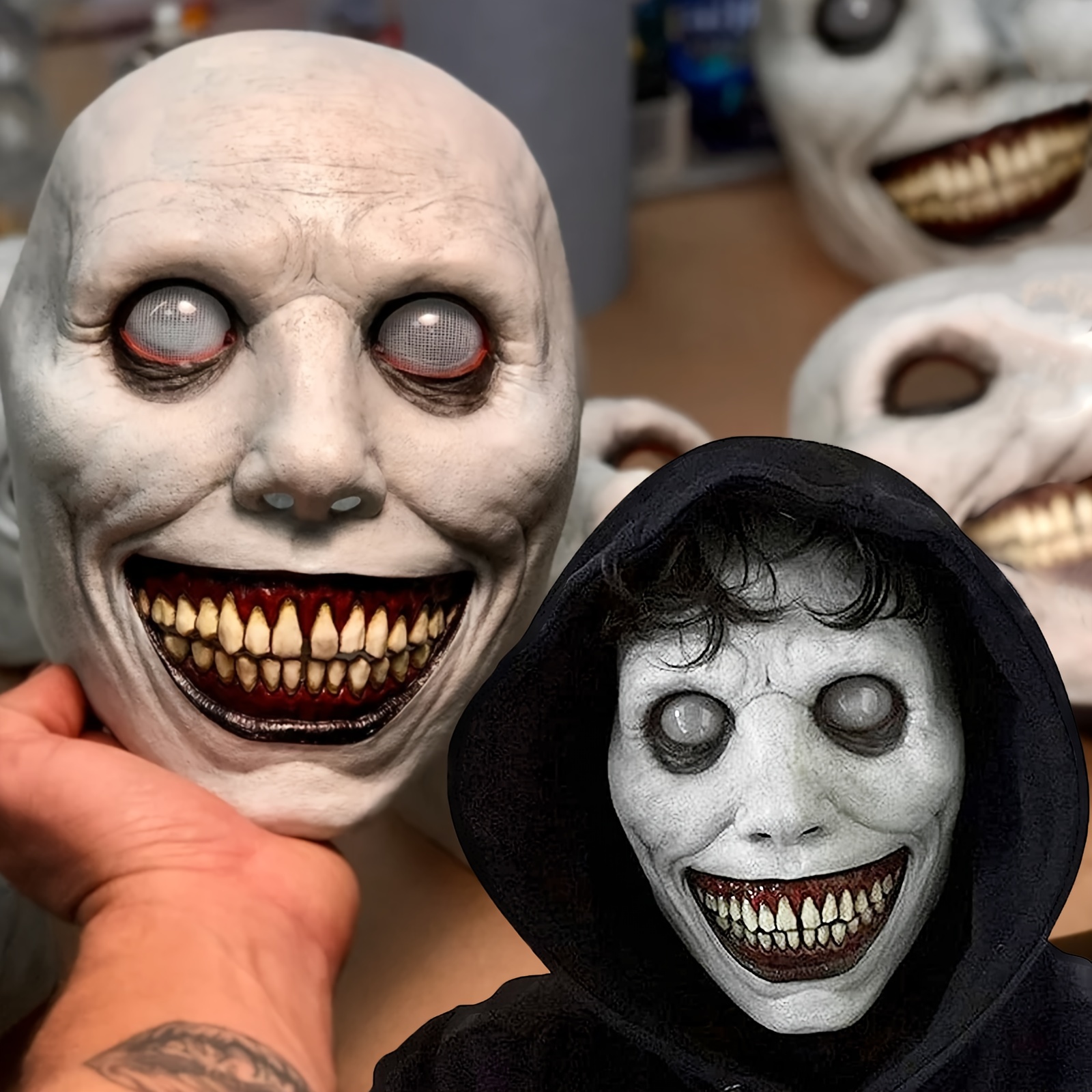 Máscara realista de Halloween de anciano, máscara de terror de Halloween,  máscara de látex para Halloween, disfraz de terror para disfraces de