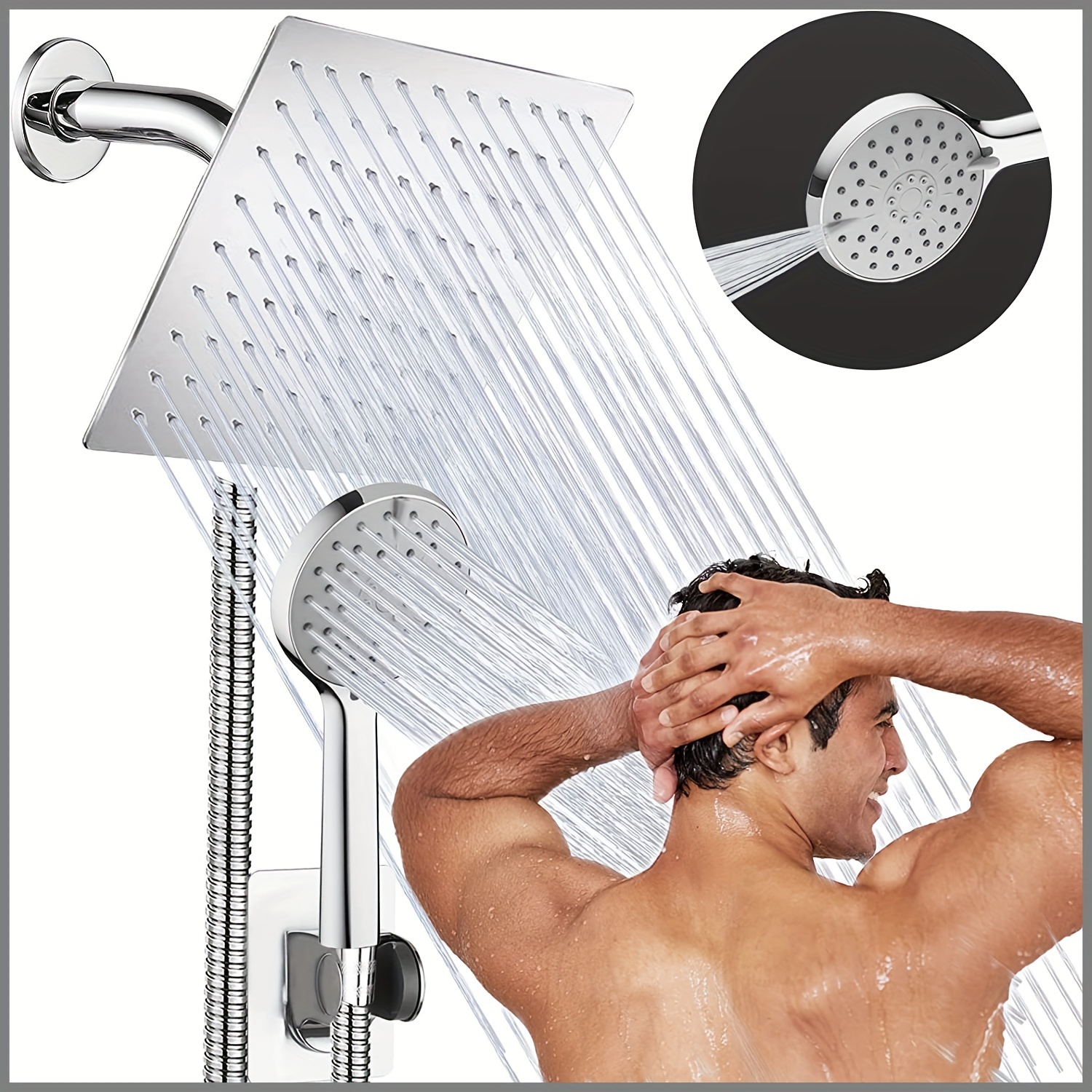 Hand Shower With Turbo Function, With 3-position Adjustable Shower Head,  Pressurized Showerhead For Bathroom, Bathroom Accessories, - Temu