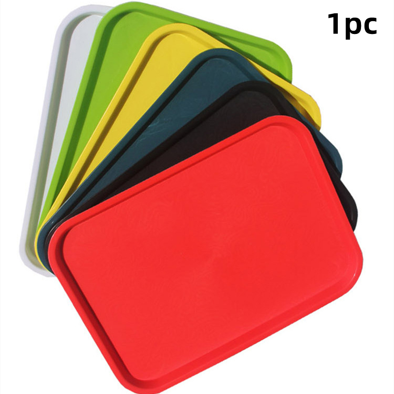 Lunch Tray 3PCS Colorful Food Tray Rectangle Thickened Binaural Plastic  Tray Heat Resistance Stackable Cafeteria Trays For Hotel 