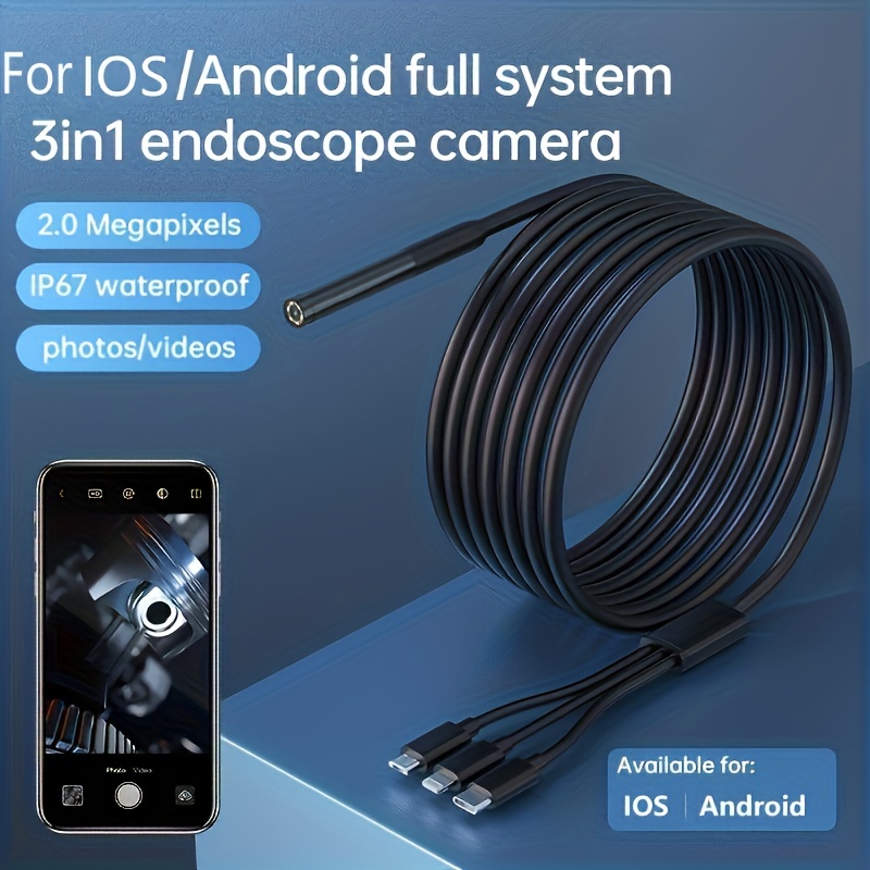 20M USB Endoscope, 720P Waterproof Camera LED Lights Waterproof Endoscope  Inspection Camera with Flexible Insertion Tube for Pipe Car Inspection