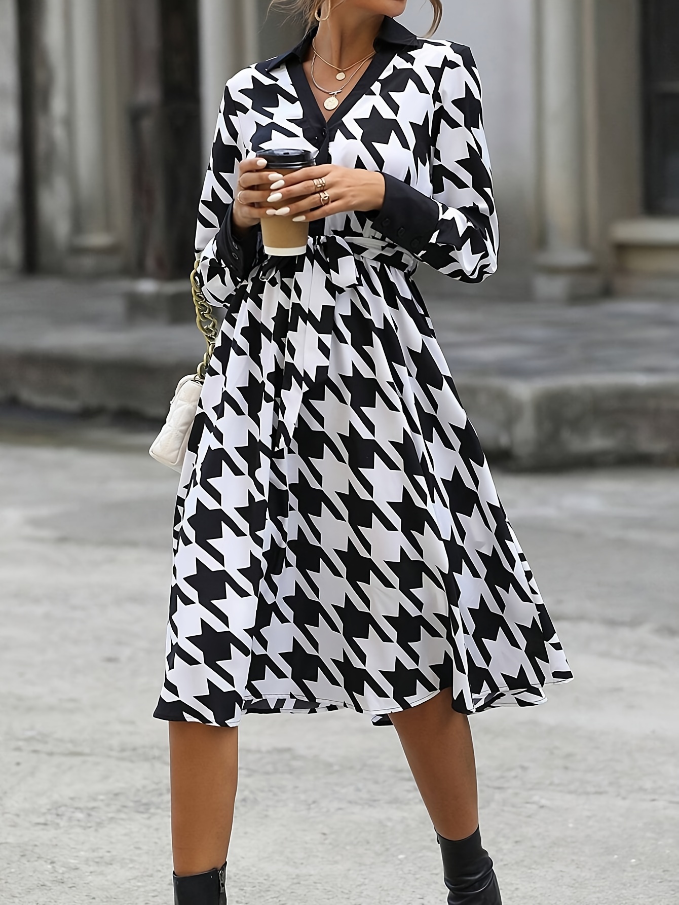 Houndstooth Dresses - Temu Canada