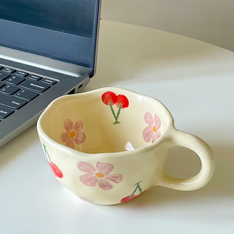 Ceramic Coffee Cup Coffee Cup With Natural Plant Pattern - Temu