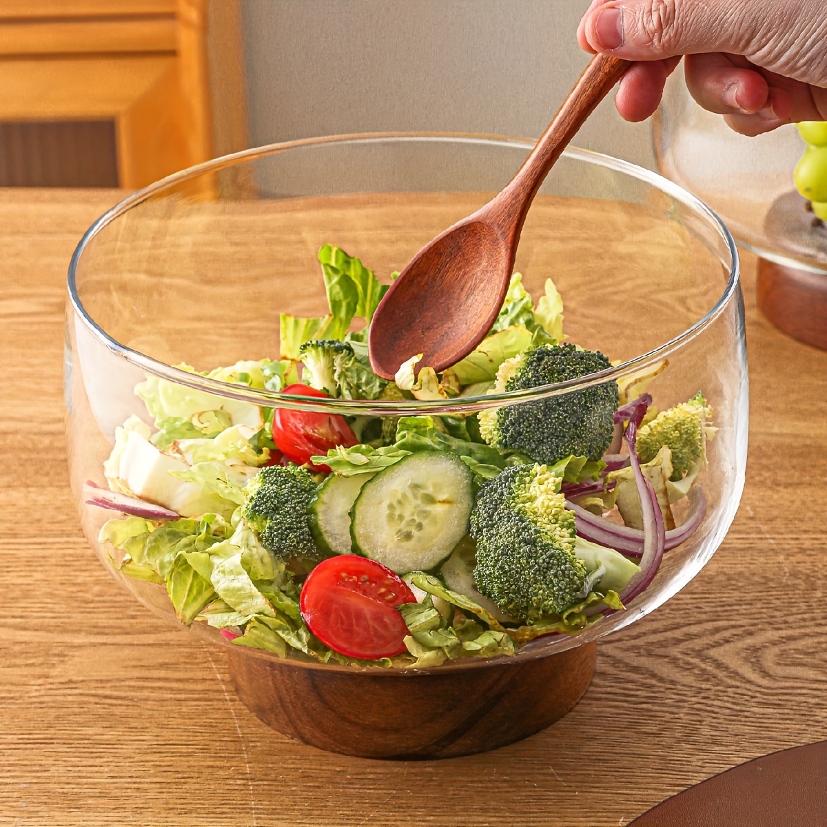 Large Salad Bowl Glass Serving Bowl Fruit Rice Bowls, Kitchen Prep