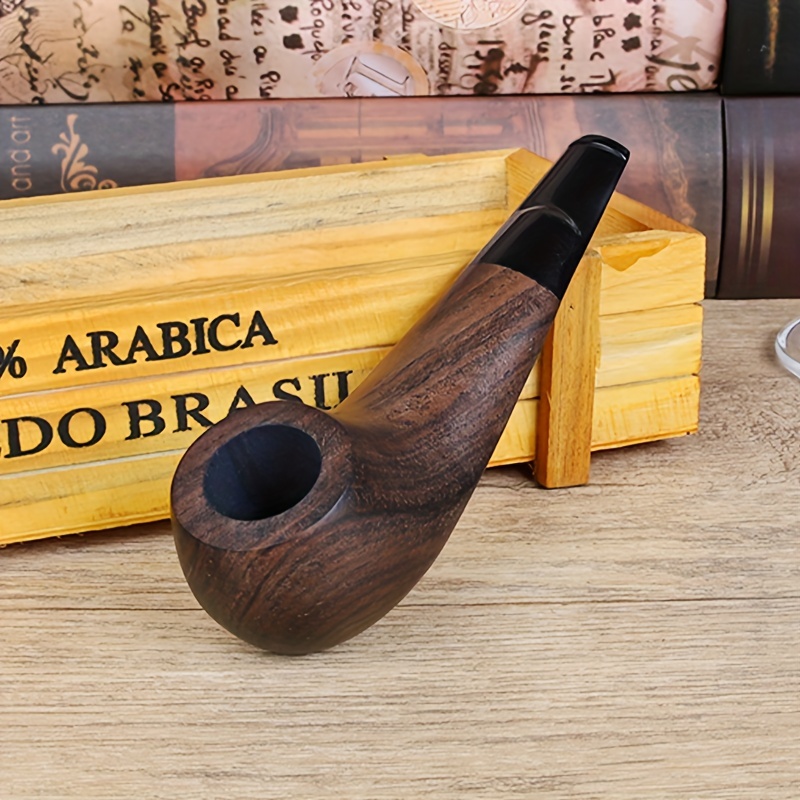 Handmade wooden smoking pipe metal bowl cover tobacco (beige) :  Health & Household