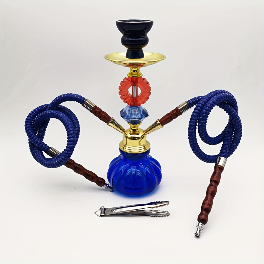  Hookah Shisha Nargila Smoking Water Pipe Bong Glass Tobacco 1 Hose  Bowl Set : Health & Household