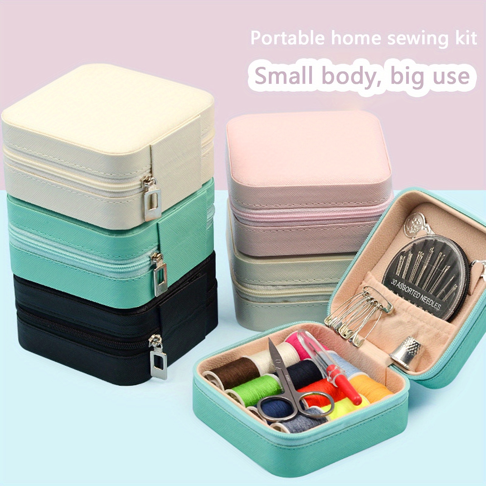 Household Sewing Kit Multi Functional Portable Sewing Box Travel Emergency Sewing  Repair Kit For Silk Denim Wool Leather Type 1