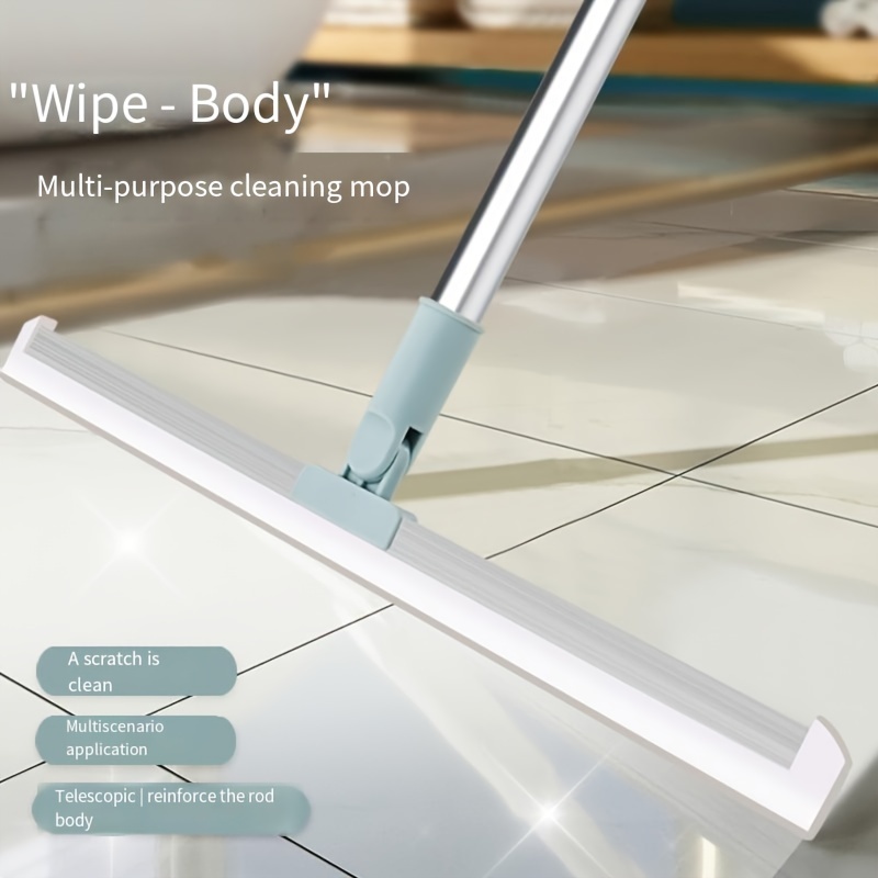  Floor Squeegee Clean Scraper Wiper Mop 3-Section Wiper Blade Mop  with Long Handle Wiper Dustless for Washing & Drying Shower Glass Bathroom  Kitchen Wet Room (blue) : Health & Household