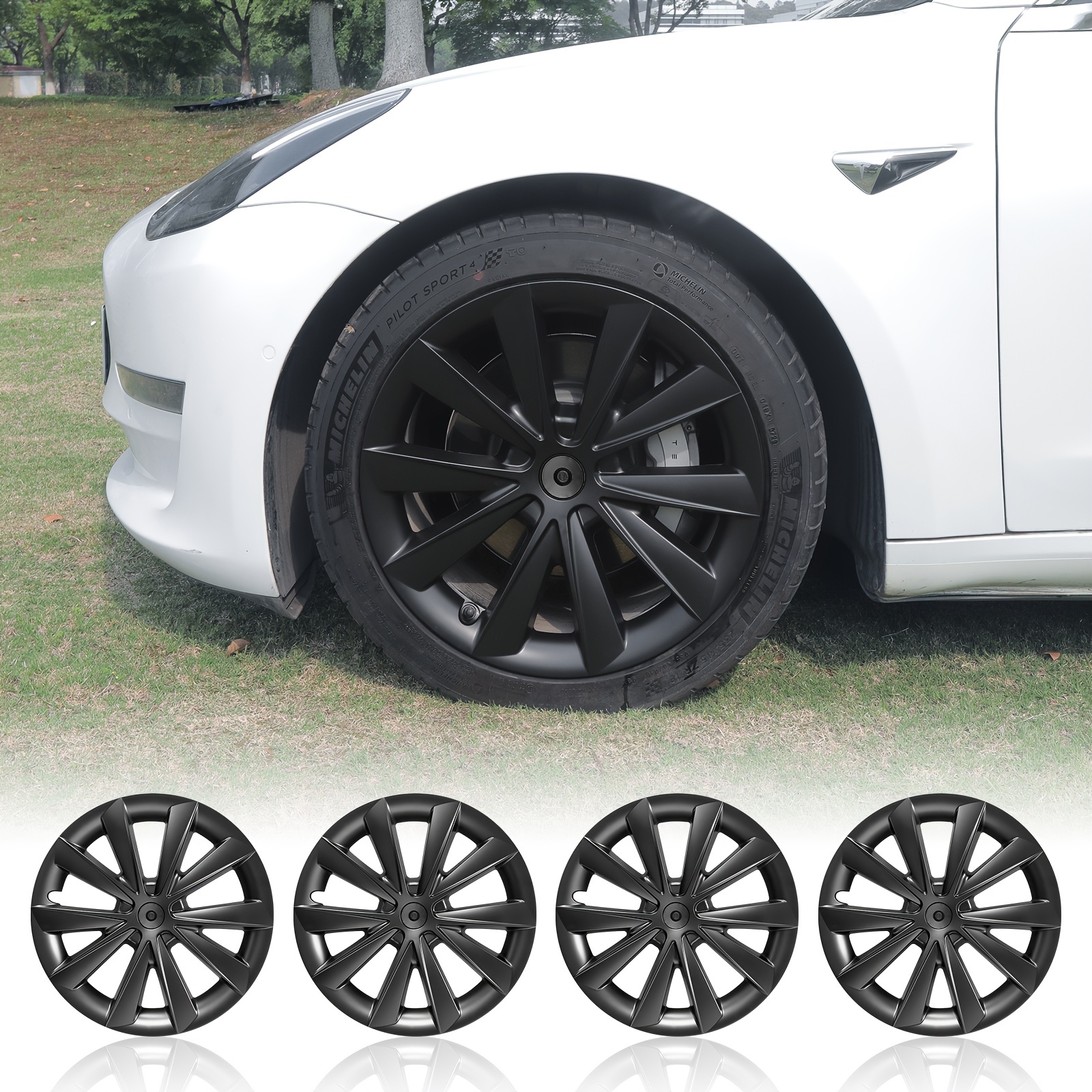 4 pièces Bouchon de Valve Voiture pour Tesla Model 3 X Model Y S, Capuchon  de Valve Auto Valve Pneu Voiture Anti-poussière Antivol Auto Capuchons