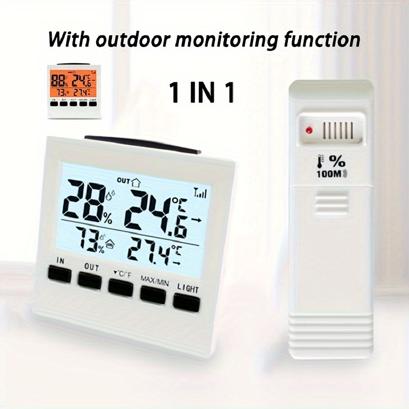 Weather Station Wireless Indoor Outdoor Thermometer, Professional Color  Display Temperature Monitor With Atomic Clock, Temperature, Humidity, Rain  Gauge, Wind Speed And Direction - Temu