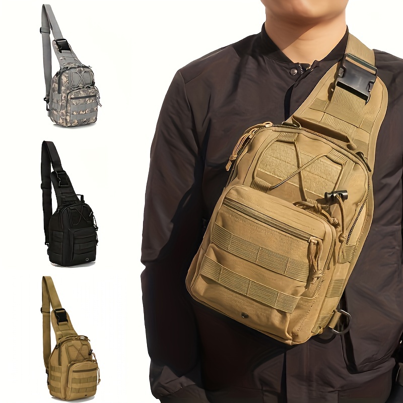 Outdoor Water Resistant Chest Bag For Men, Tactical Edc Chest Pack,  Lightweight Utility Chest Rig Pouch For Running, Cycling