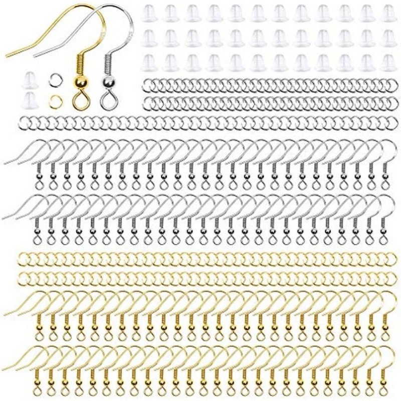 100Pcs Stainless Steel French Style Fish Hook Earring Earwires  17x17.5x2.5mm with Coil for DIY Dangle Earring Craft Jewelry Making 