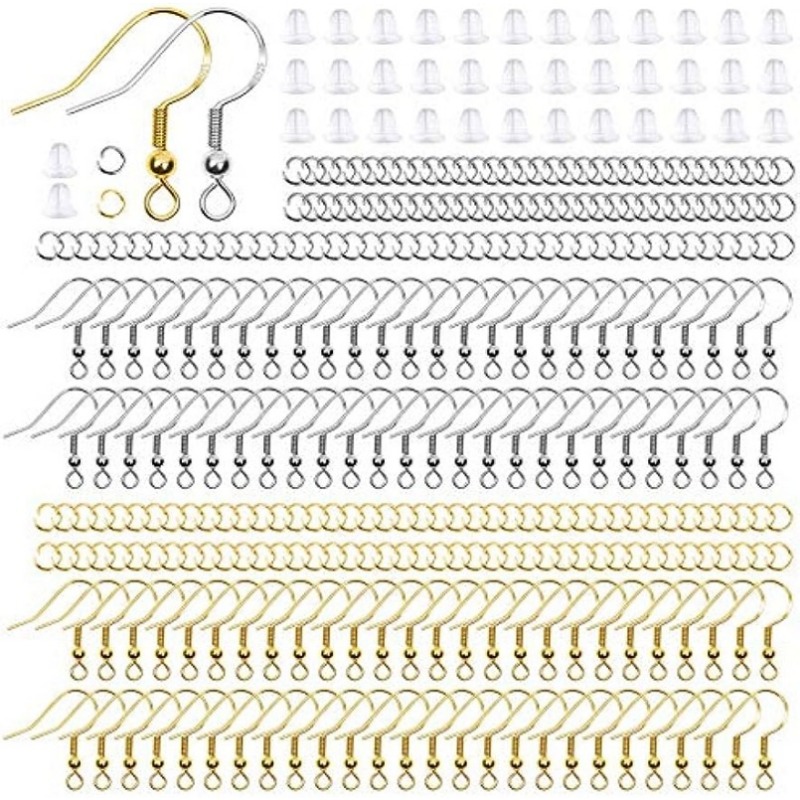 50pairs Decor Hook Box Earring Hooks Fish Hook Ear Wires With Clear Rubber  Earring Safety Backs, Earring Parts DIY Making