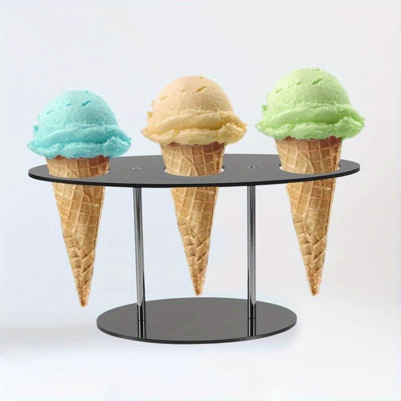 Ice Cream Cone Holder 2-Tier, 24-Cavity Round Clear Acrylic Waffle Con
