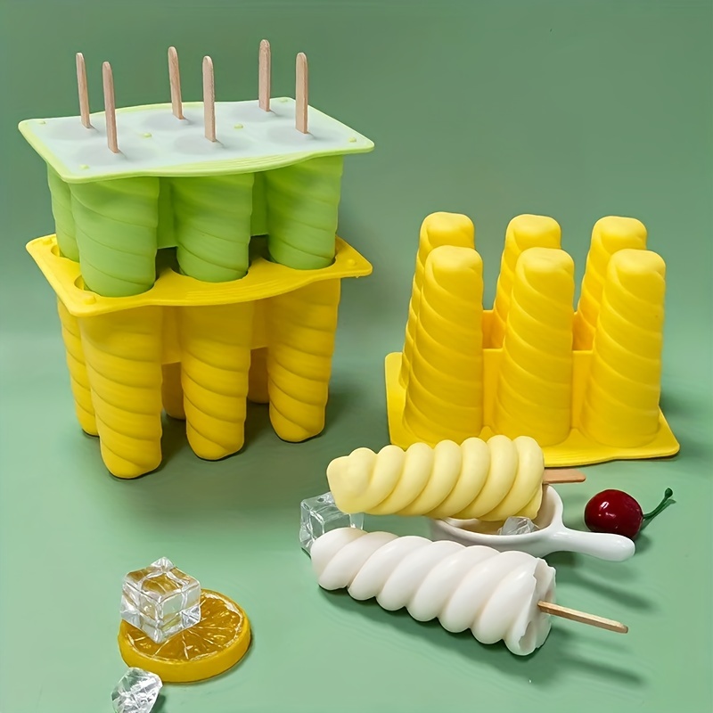 Silicone Ice Cream Mould Block 6 Cavity Frozen Molds Icy Pole Jelly Popsicle  Mold with Reuseable Sticks Kitchen Accessories - AliExpress