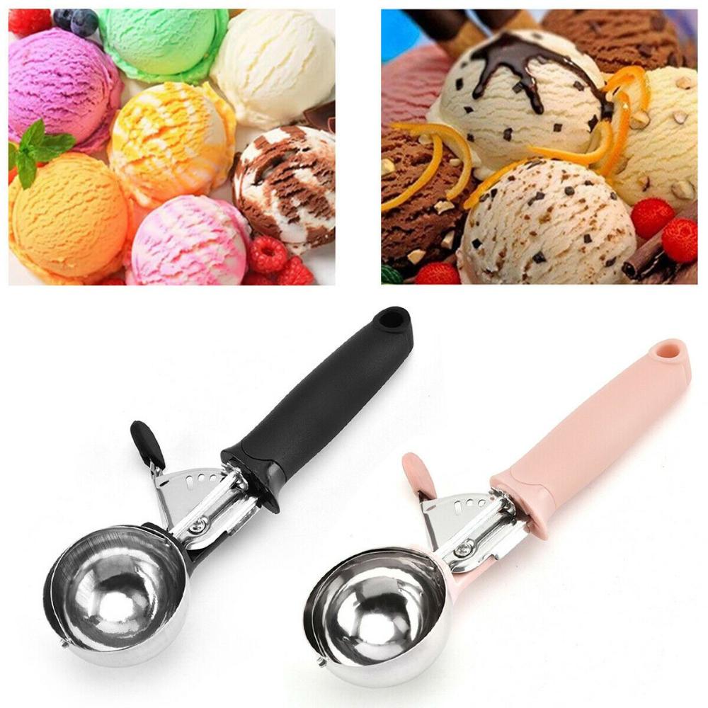 1pc Ice Cream Scooper - Solid Stainless Steel Cookie Fruit Dessert Scoop,  Easy Trigger, Professional Heavy Duty Sturdy Kitchen Tool For Cookie Dough  Baking,temu