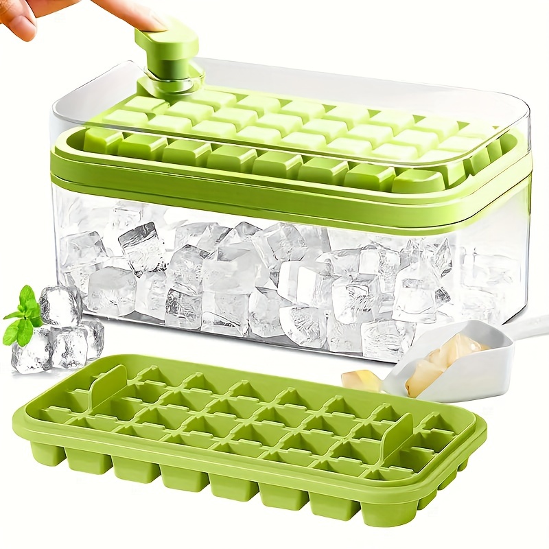 Ice Cube Tray With Lid Silicone Bottom Design Small Ice Cube Trays For  Freezer Stackable No Spill Reusable Covered Ice Cube Mold - AliExpress