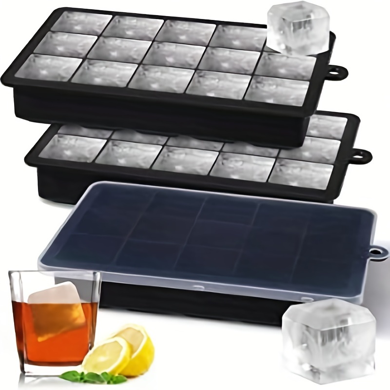 Ice Cube Trays Reusable Silicone Flexible Ice Cube Trays with Lid, 12/37  Girds Ice Maker Mold DIY Stackable Ice Trays for Freezer Ice Cream Jelly  Fruits Juice Chocolate Party Whiskey Cocktail Cold