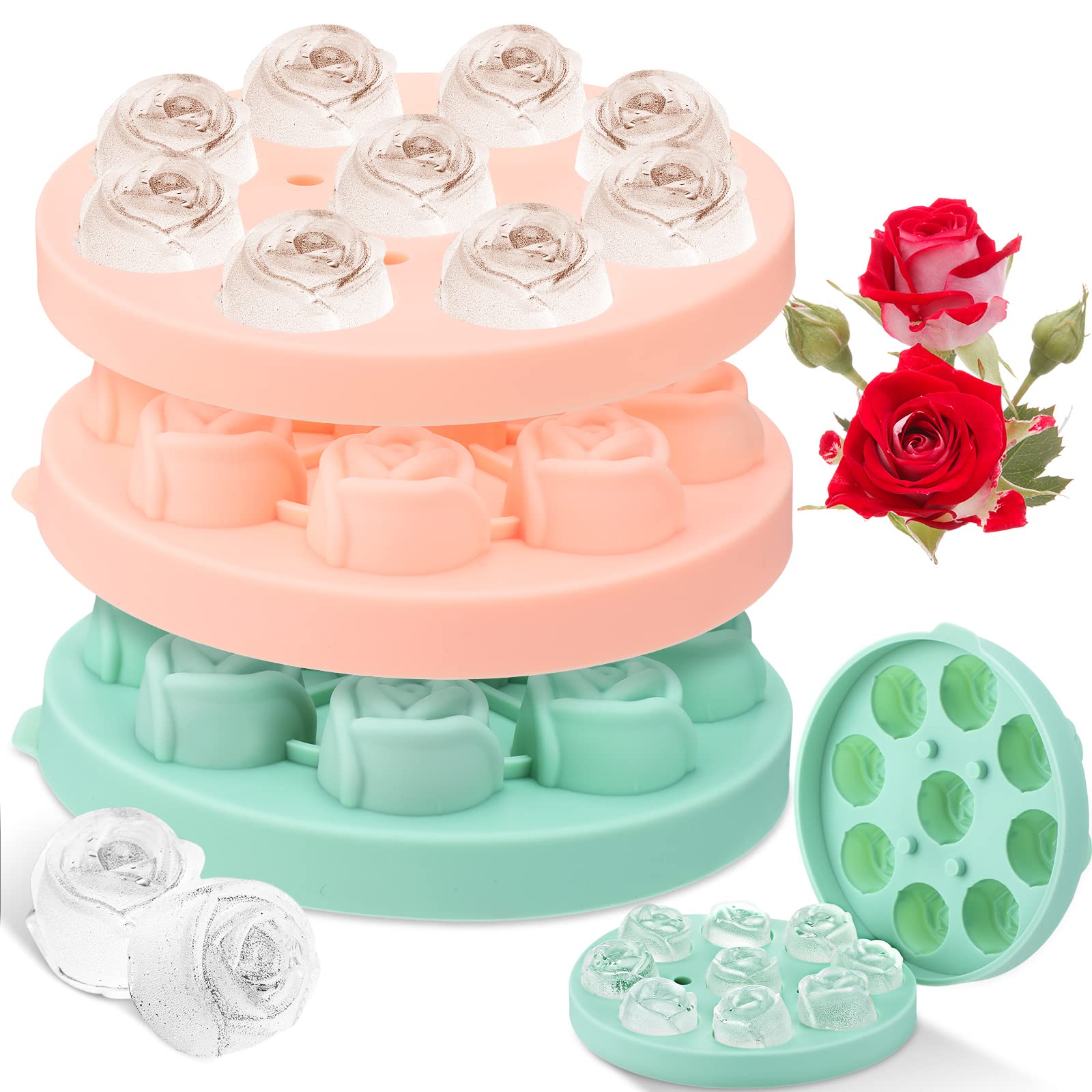 Ice Cube Tray Silicone Rose Ice Mold Diamond Ice Cube Mold Includes Funnel  And Clip