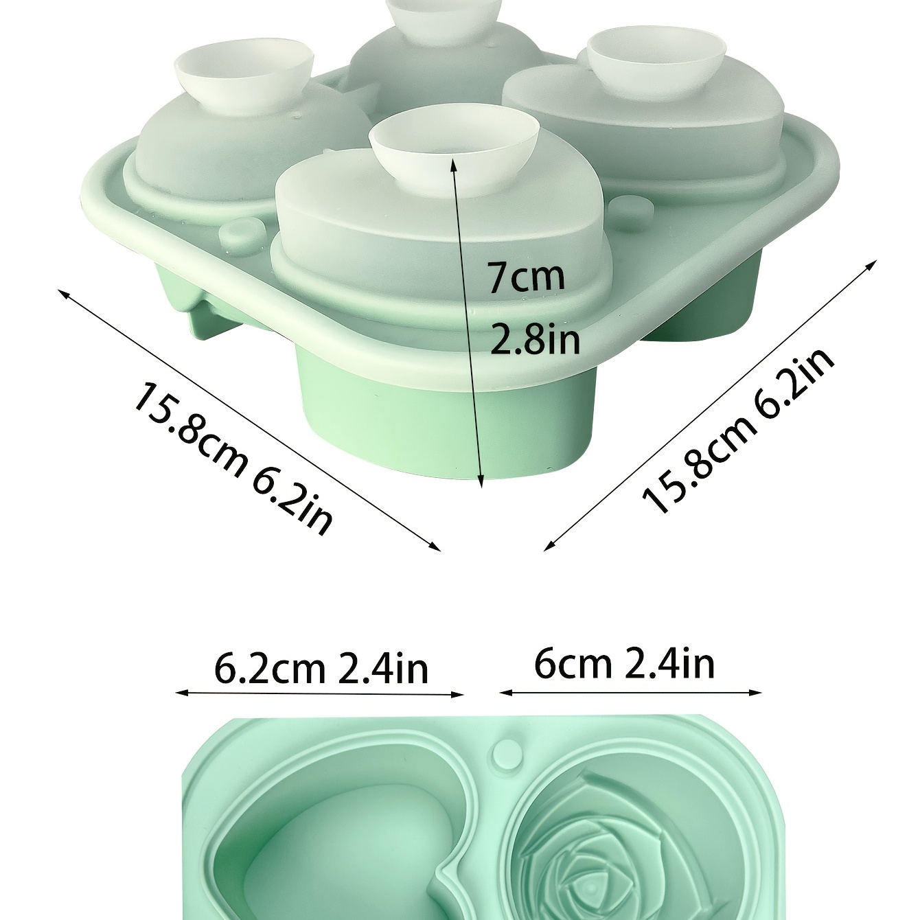 Large 3d Rose Ice Cube Mold - Silicone Rubber Fun Ice Cub For Freezer,  Cocktail Bar, Party, Kitchen, Dorm - Cute Flower Shape Ice Cube Trays For  Chilling Drinks And Cocktails - Temu