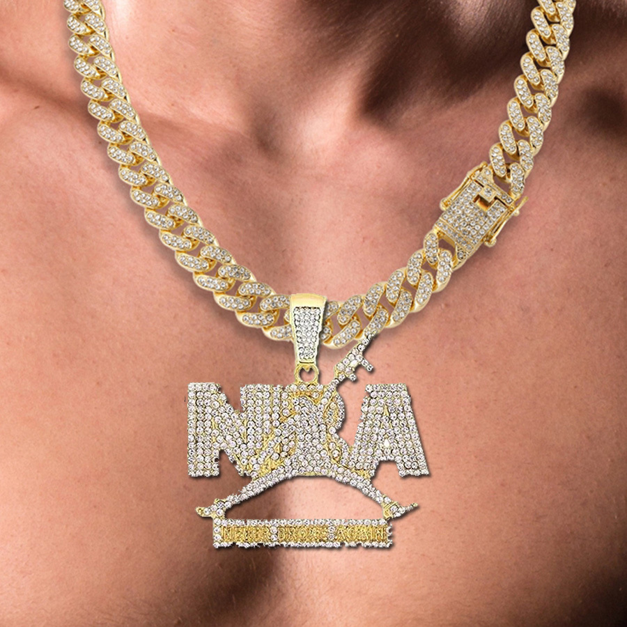 Hip Hop Men's Zircon Inlaid Spiked Cuban Chain Necklace - Temu