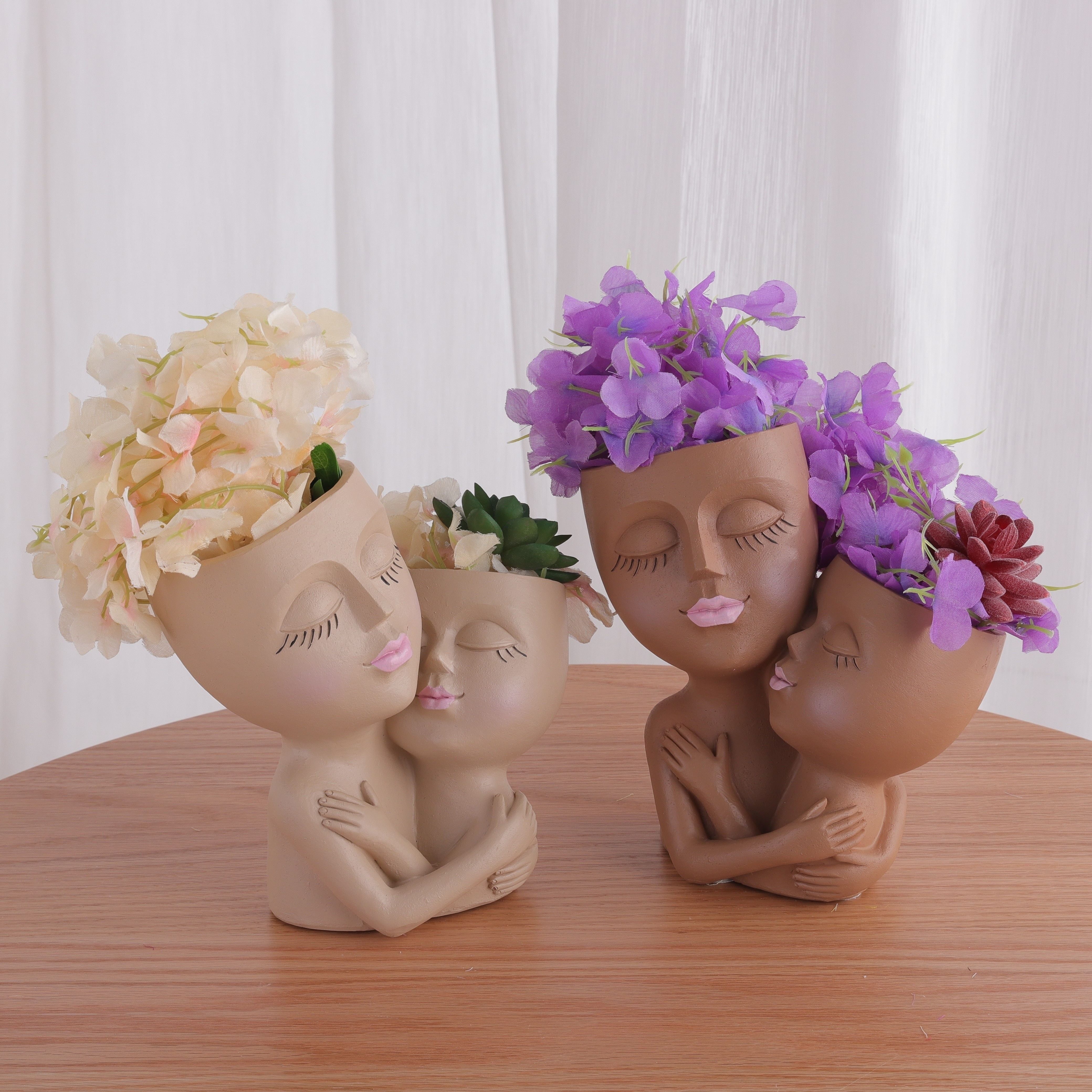 2 Pots de fleurs avec Visage - Pots de fleurs Uniques pour