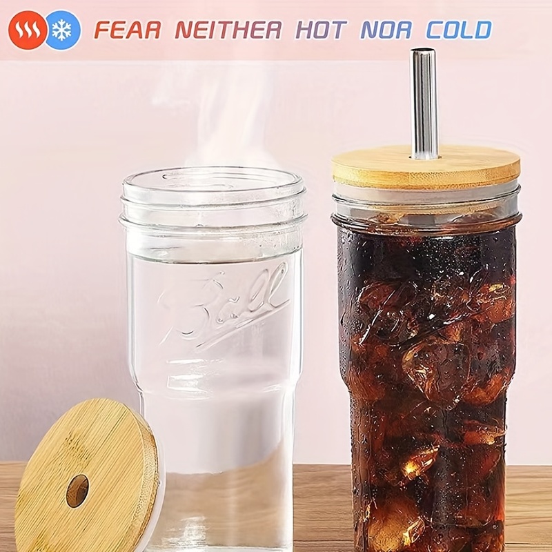 Glass Straw Cup With Thermal Insulation Cover 350/450ml Portable