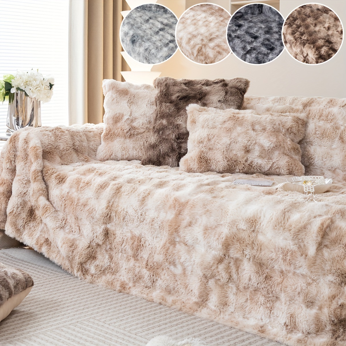 Soft And Cozy Faux Rabbit Fur Throw Pillowcases For Living Room, Bedroom,  And Sofa - Perfect For Home Decor And Comfort - Temu