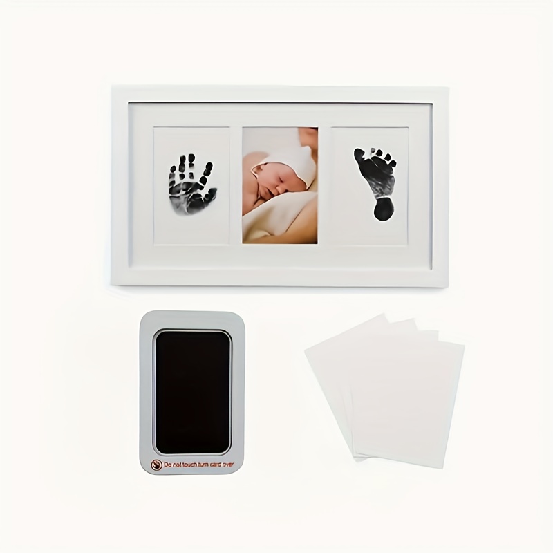 Navaris Kit para huellas de bebé - Set de marco de fotos con almohadilla de  tinta para huella del pie o mano de recién nacido - Cuadro de recuerdo :  : Bebé