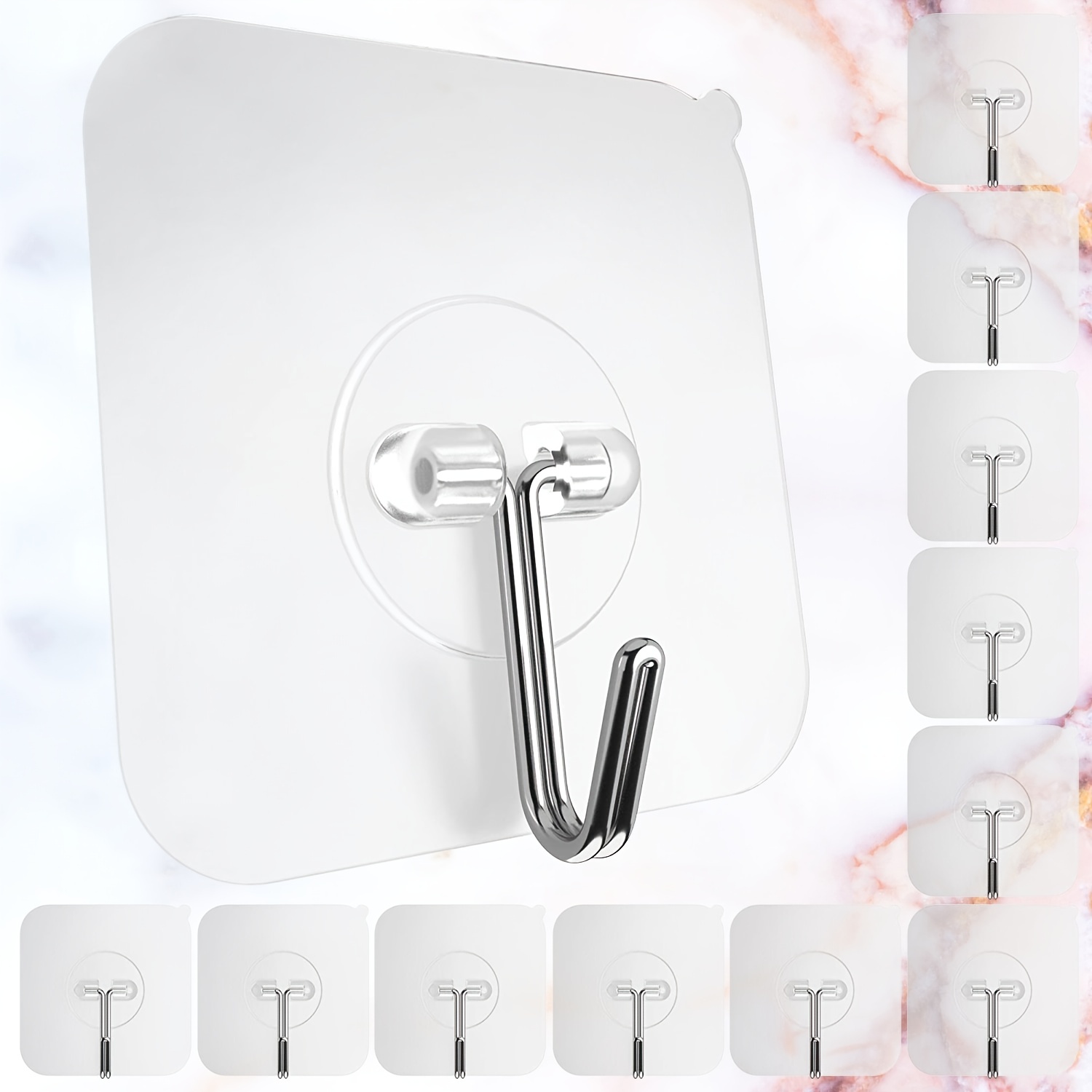 10PCS Adhesive Wall Hooks Hanging Seamless Sticky Hooks for Keys Bathroom  Shower