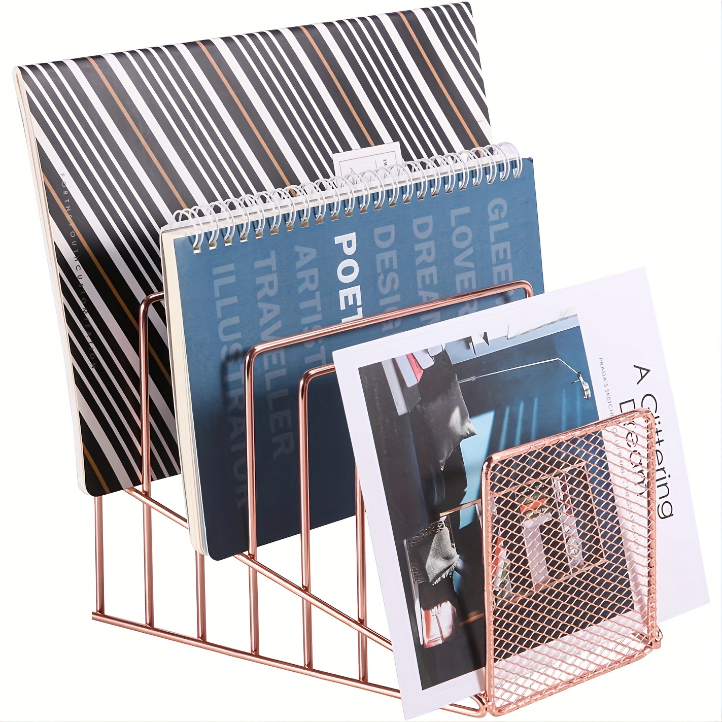 5pcs Rose Gold Office Supplies Set Wire Organizer Desk Accessories for Women  for sale online