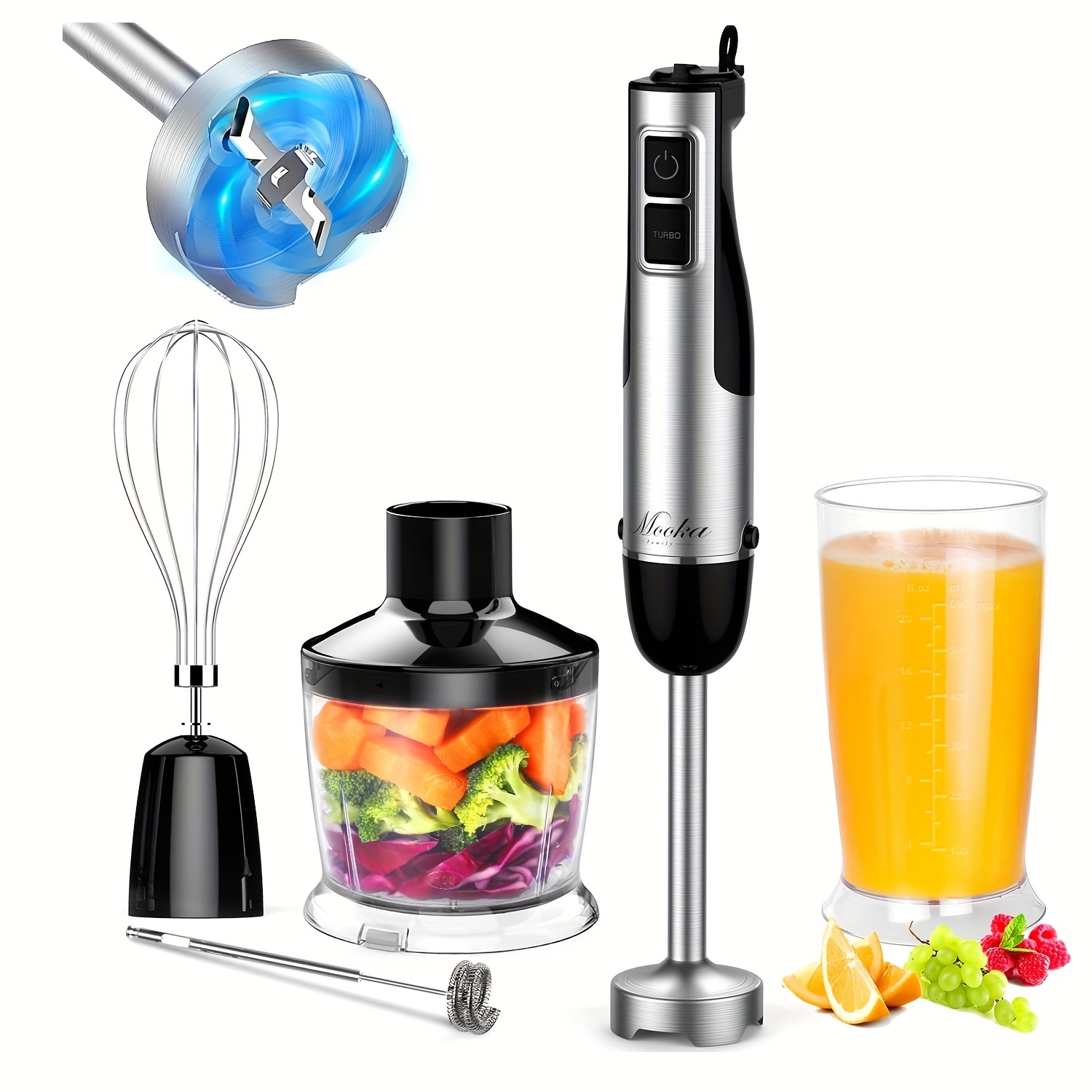 Immersion Hand Blender, 4-in-1 2-speed Stick Blender With 500ml Food  Grinder, 500ml Container,milk Frother,egg Whisk,infant Food - Blenders -  AliExpress