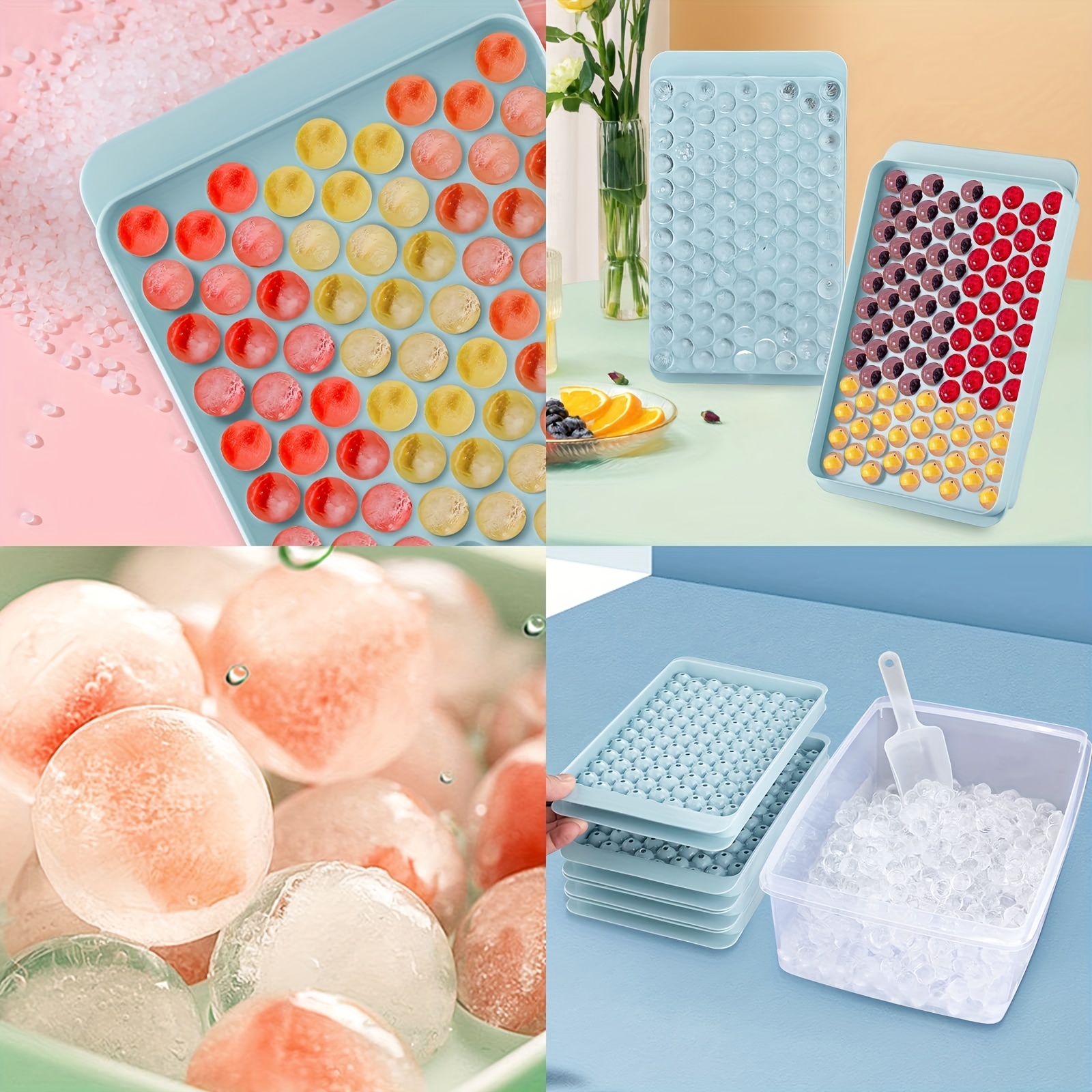 1pc Silicone 160 Grid Ice Cube Tray, Diy Square Shaped Ice Cube Mold For  Baby Food