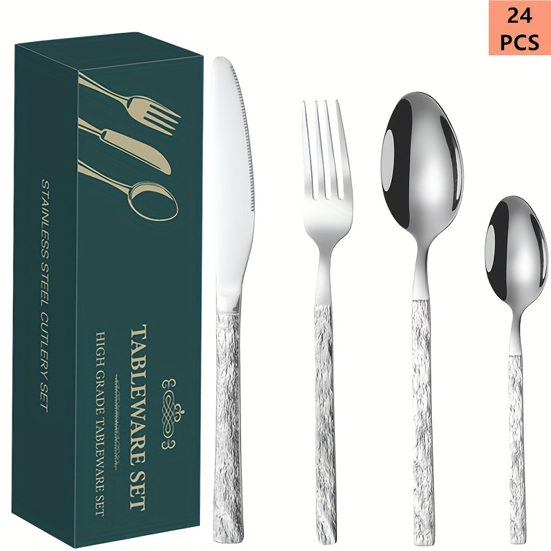 Christmas Black Stainless Steel Cutlery Silverware Pattern - Temu