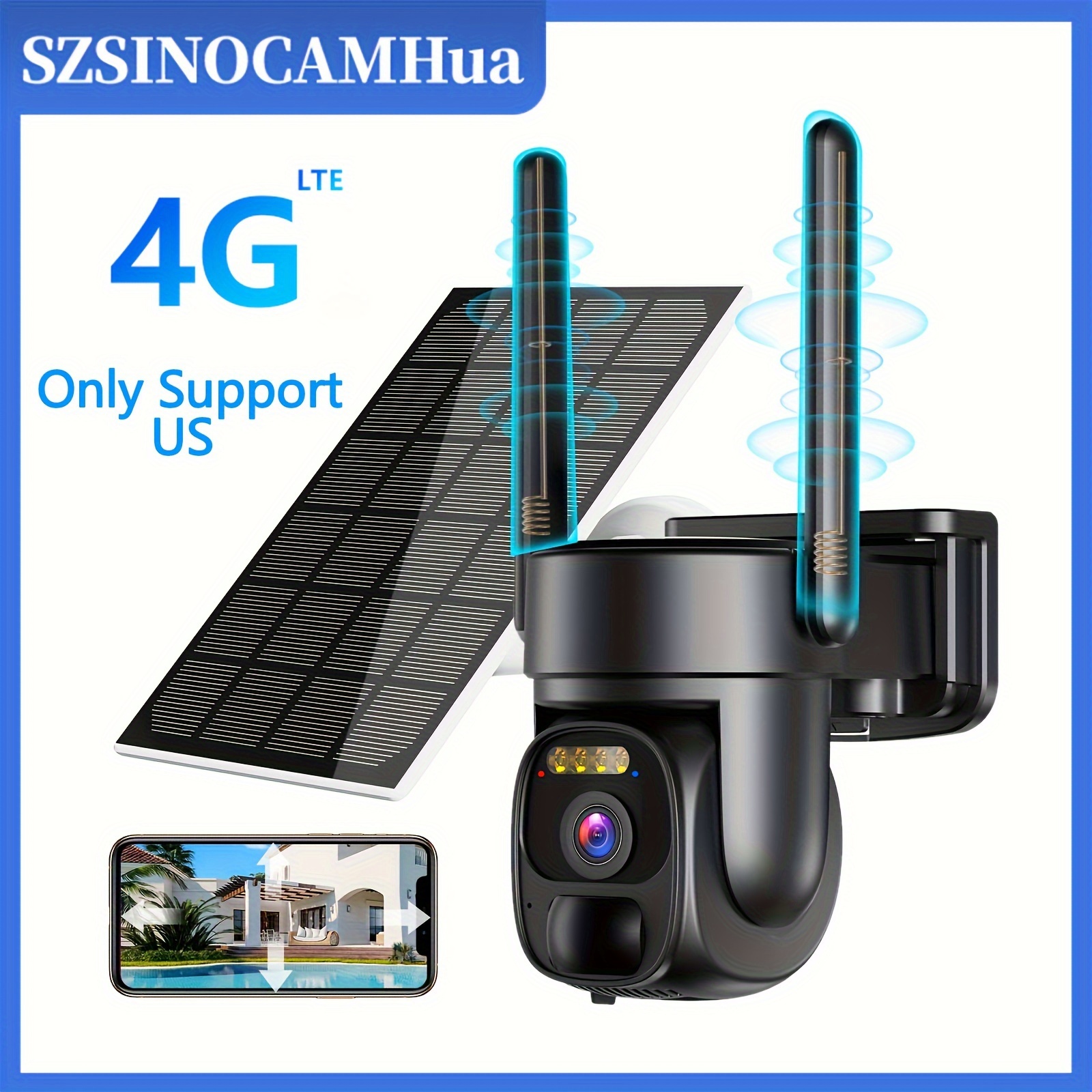 ANRAN 3G/4G LTE Cámara Vigilancia Exterior, Tarjeta SIM+32GB Tarjeta SD, 2K  360° PTZ Cámara IP Solar con Bateria, Visión Nocturna en Color, Audio  Bidireccional, Sirena, Detección de Humana, IP66