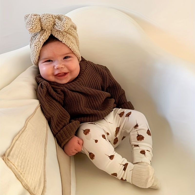 Gorro de algodón para bebé recién nacido, turbante con lazo sólido, suave,  cálido, para Hospital, 0