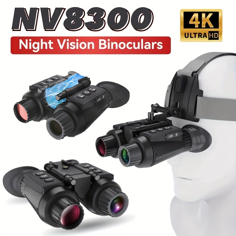 Binoculares de visión nocturna y de día para caza en 100% oscuridad. Lentes  infrarrojos digitales militares para ver a 300 m en la oscuridad con