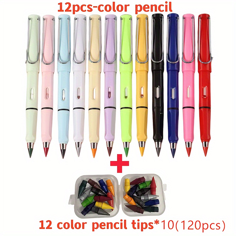 12Pcs Forever Pencil Colored Pencils 12Pcs Replacement Pen Tips