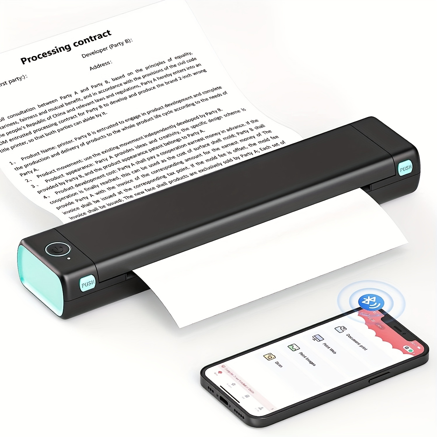 HPRT - Impresora portátil inalámbrica Bluetooth MT800 en blanco y negro,  compatible con papel carta de 21 x 28 cm, compatible con teléfonos iOS y  Android, tecnología sin tinta (MT800Q) : : Electrónicos