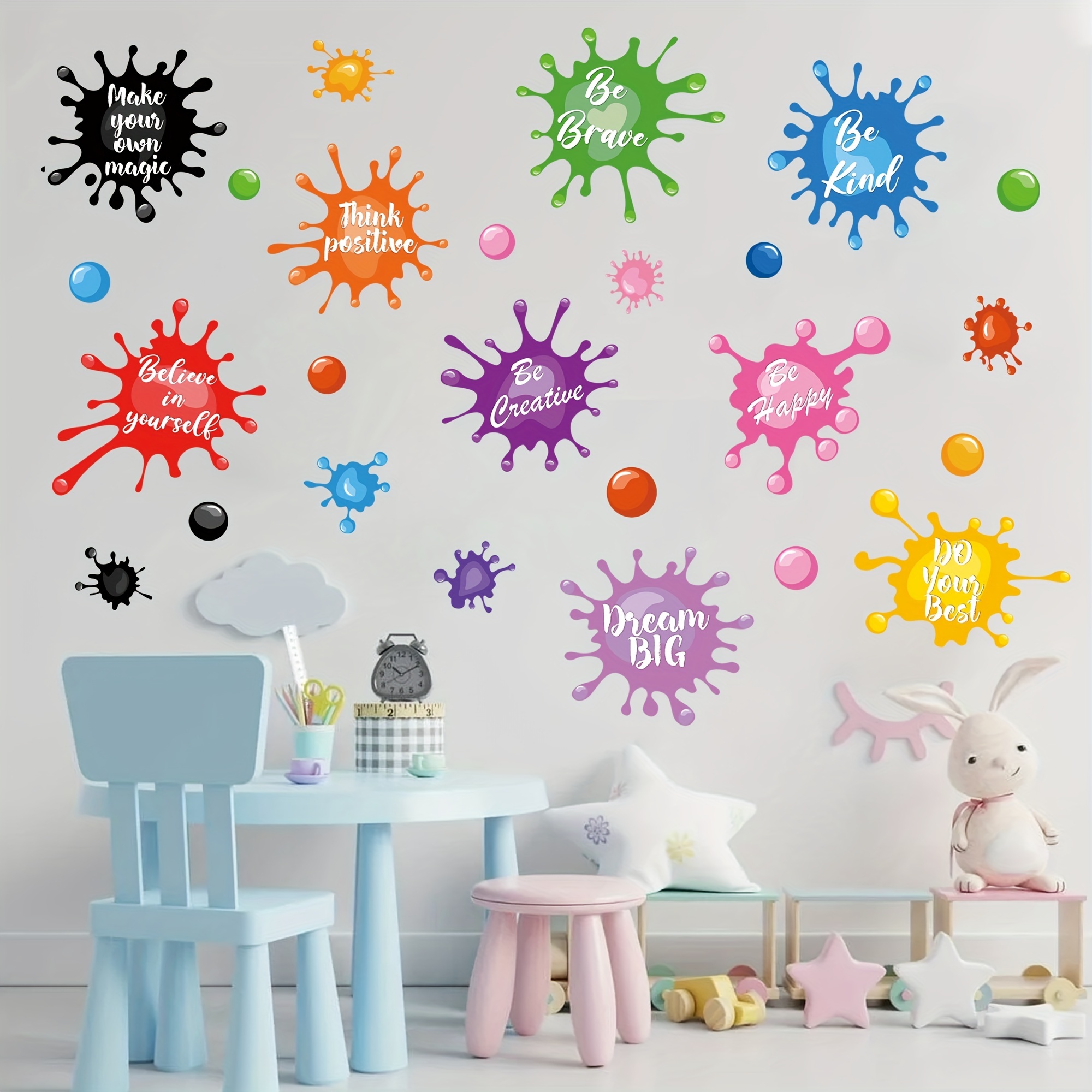 Soft Pink Paint Splats Wall Decal Removable Splat Wall Stickers Graphic 13  X 13 Sheet 