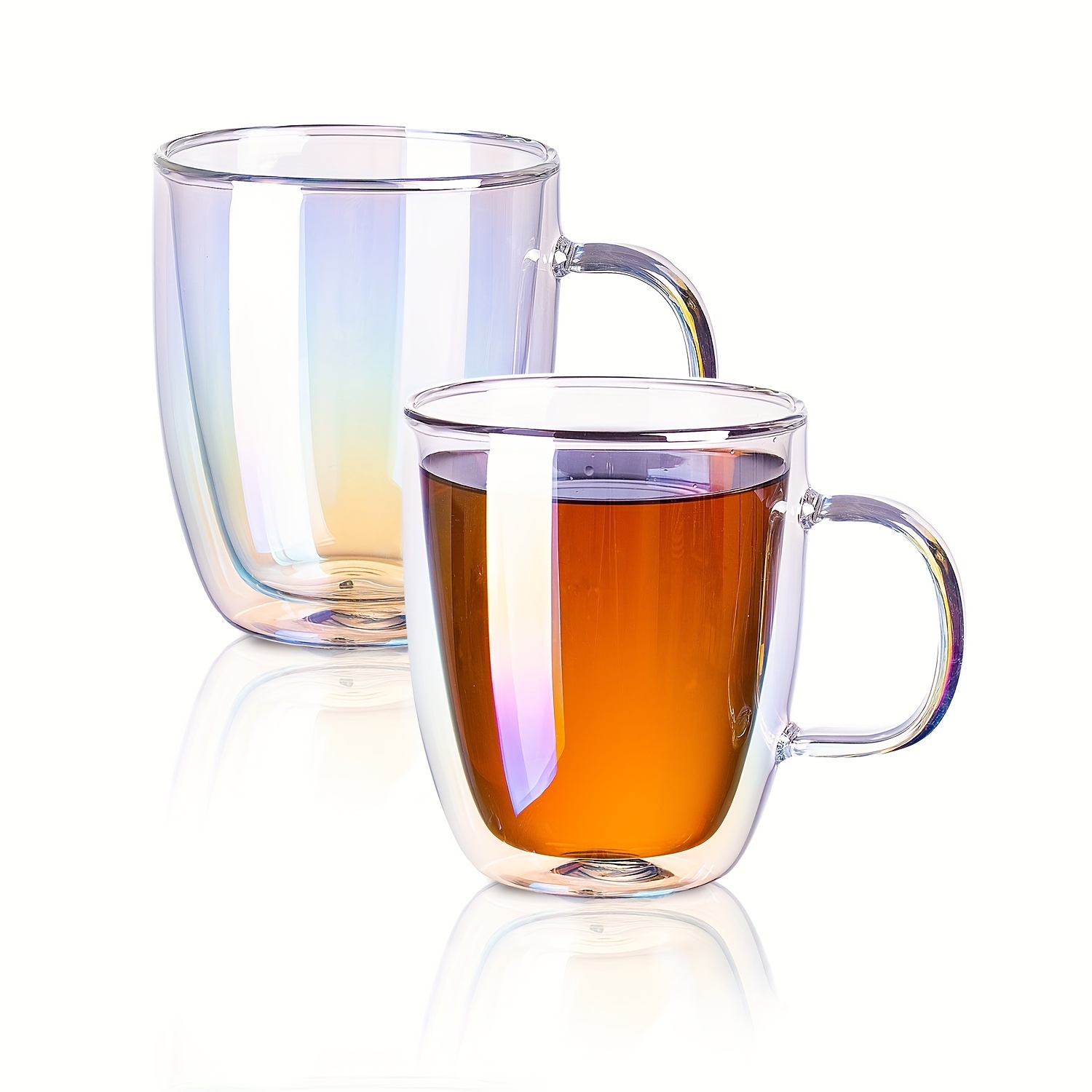 Iridescent Glass Mug 20oz Modern Glass Tumbler Cup With Lid and