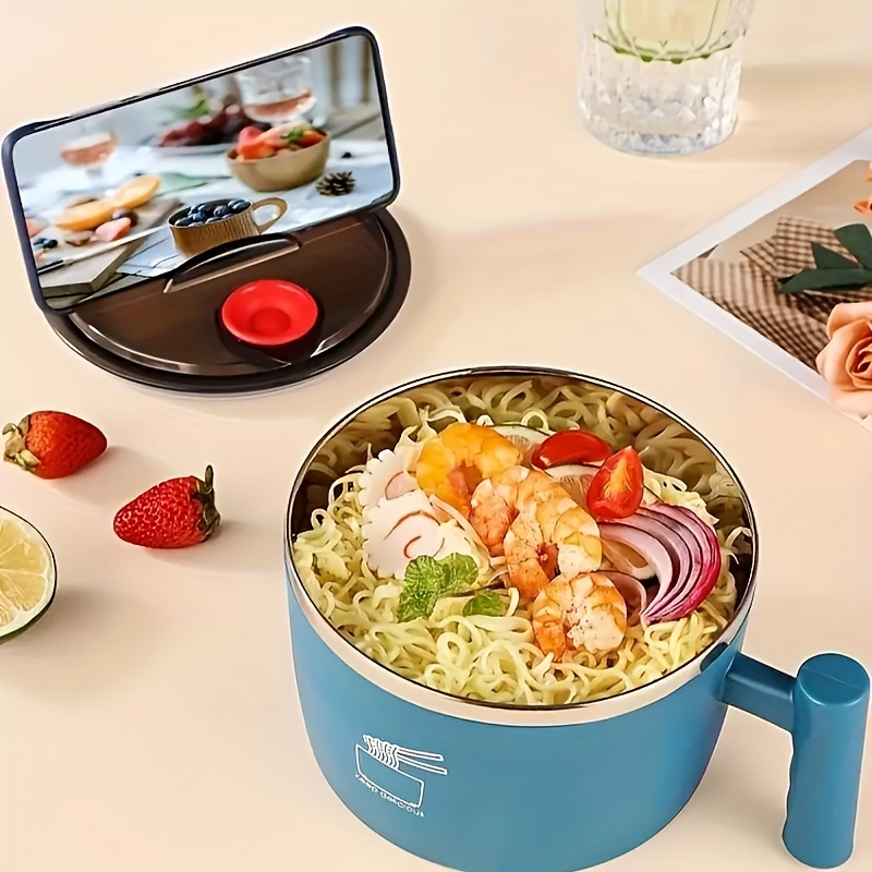 Noodle Bowls with Lid Cereal Bowls Soup Bowl Stainless Steel Ramen Bowl for  Kitchen Dorm Room Travel Instant Cooking Lunch - AliExpress