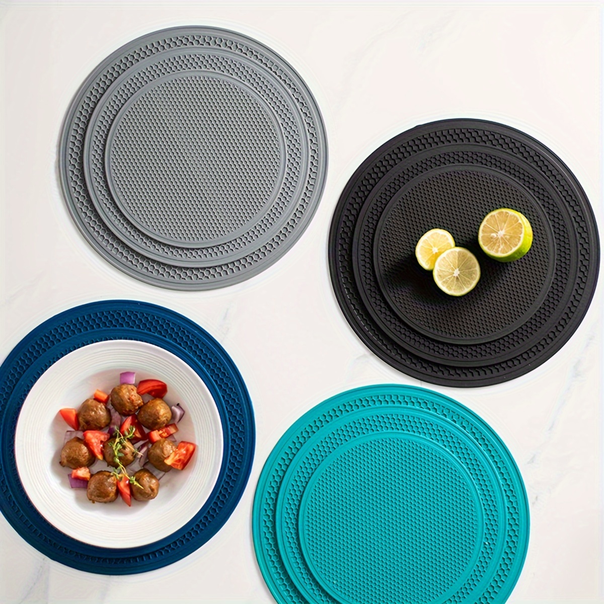 Round Silicone Mat Solid Color Large Placemat - Temu