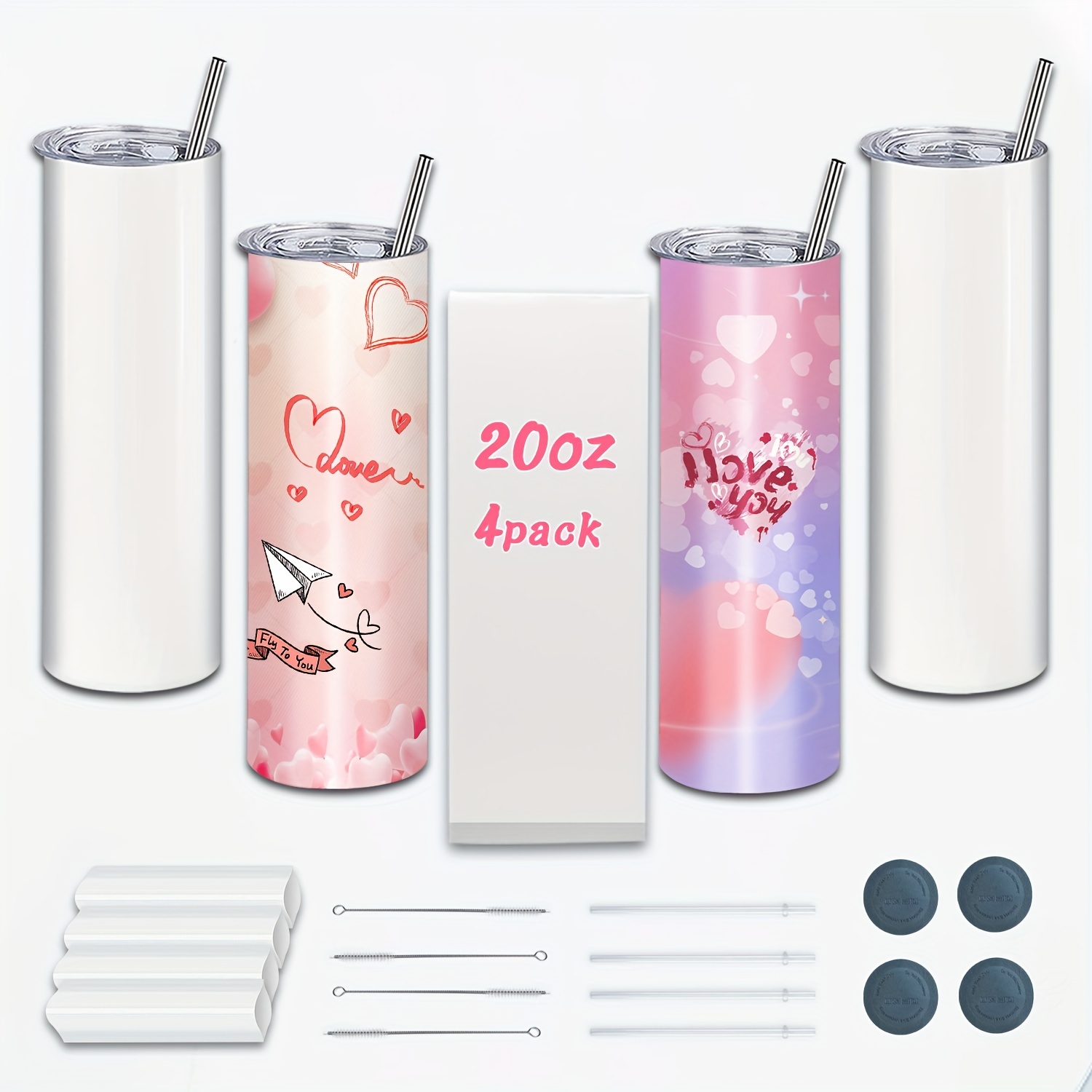 4 Pack Sublimation Tumblers 40 OZ with Handle Blank Insulated Large Tumbler  Bulk, Coffee Travel Cups Stainless Steel Travel Mug for Diy Craft Heat  Press Print