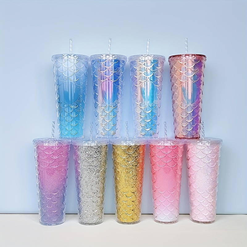 Studded Tumbler With Lid And Straw, Tumbler Cup for Iced Coffee, Smoothie,  Water and More, Reusable Color Changing, Matte and Iridescent, 24 oz  Drinking Tumblers, Black Iridescent Color 